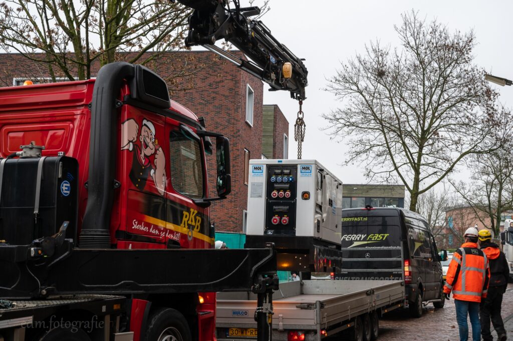 Nieuw materieel op de bouwplaats.